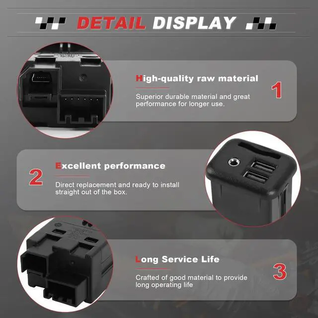 Alt view image 4 of 5 - Wanzuwbip 13519224 USB Port Interface AUX Jack Audio carplay fit for Silverado Sierra Escalade Tahoe Suburban Yukon with SD Card Slot & Jet Black