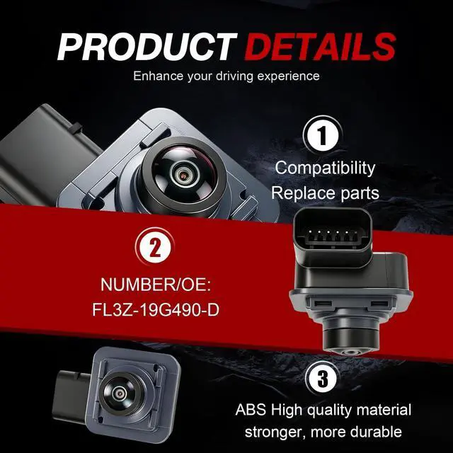 Alt view image 2 of 5 - GZGN FL3Z-19G490-D Backup Camera Compatible with F-150 2017-2018 Replaces NO. FL3Z19G490D FL3Z-19G490-B FL3Z19G490B FO1960101