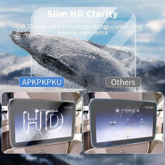 Alt view image 5 of 5 - APKPKPKU 2PCS Tempered Glass for 2026 Mercedes Maybach S580e S680 Rear TV 11.6 Inch Screen Protector HD for 2024 2025 2026 Benz S500 Rear Entertainment TV Screen Protector Accessories 9H Anti-scratch
