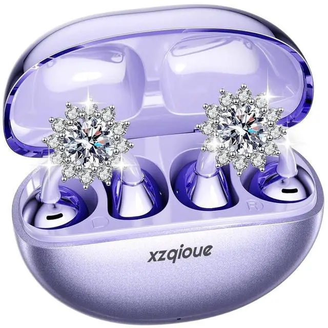 Main image of xzqioue Jewelry-Inspired Clip On Earbuds,Comfortable Fit Open Ear Clip-On Headphones,Wireless Bluetooth Ear Cuff Headphones for Women,Mini Wireless Earrings Earbuds for Running, Office,