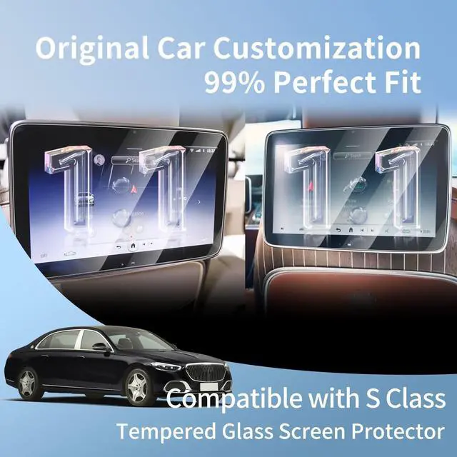 Alt view image 2 of 5 - APKPKPKU 2PCS Tempered Glass for 2026 Mercedes Maybach S580e S680 Rear TV 11.6 Inch Screen Protector HD for 2024 2025 2026 Benz S500 Rear Entertainment TV Screen Protector Accessories 9H Anti-scratch