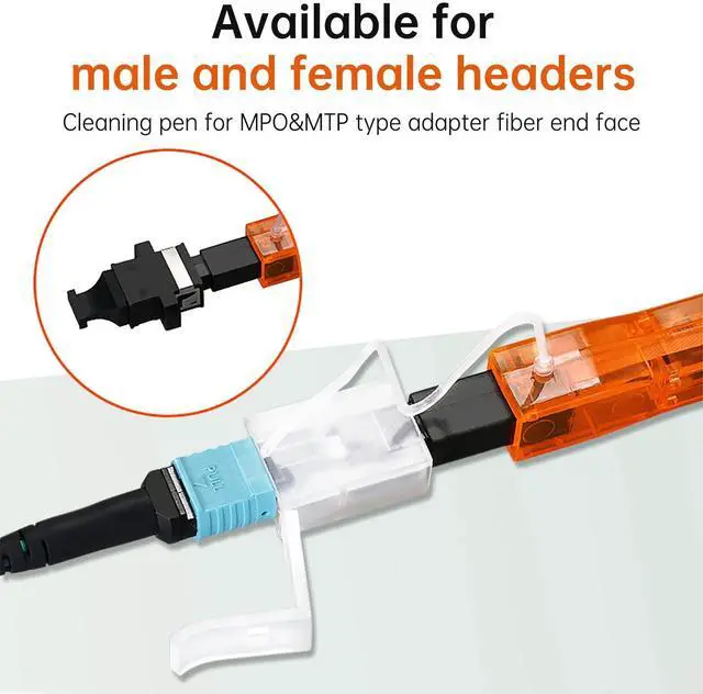 Alt view image 5 of 5 - Duogalia 2 Pack Fiber Optic Cleaner Tools Cleaning Pen for MPO/MTP Connector, Optical Connector Cleaner Over 600 Cleans Fiber Endface Cleans & Optical Connector Cleans(Orange)