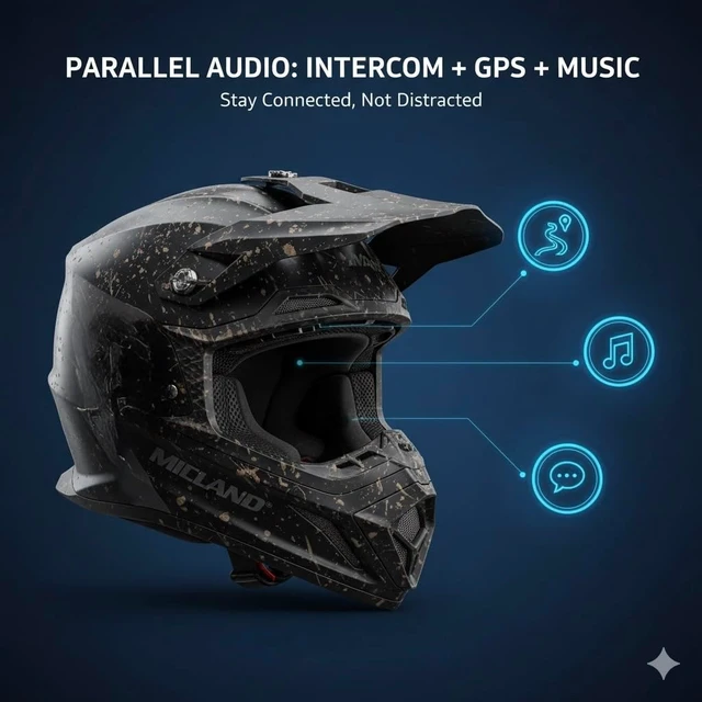 Alt view image 5 of 5 - Midland BTR1 Advanced Motorcycle Bluetooth Headset, 4-Rider Intercom System