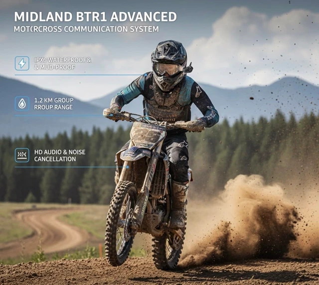 Alt view image 4 of 5 - Midland BTR1 Advanced Motorcycle Bluetooth Headset, 4-Rider Intercom System