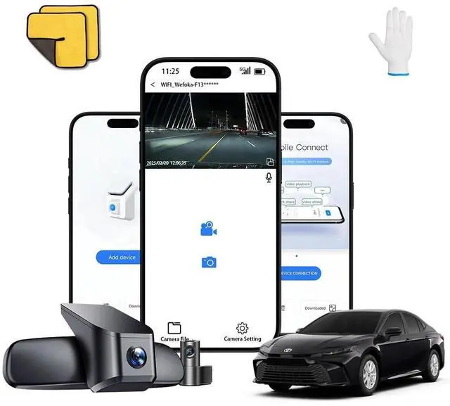 Main image of WEFOKA Front 4K+Rear 1080P Dash Cam for 2025 2026 Toyota Camry Hybrid LE SE XLE XSE (HD2-06090), Integrated OEM Look, WiFi & APP, Dual HD Video, Loop Recording, G-Sensor, Easy to Set, 128GB Card