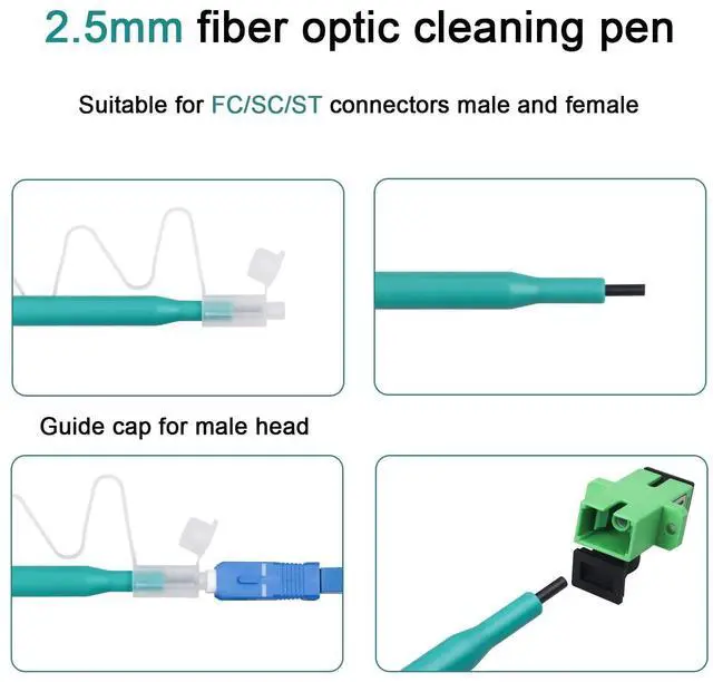 Alt view image 2 of 4 - Duogalia 5 Pack Fiber Cleaner Fiber Optic Connector Cleaning Pen for 2.5mm SC/ST/FC Connectors Over 800 Cleans