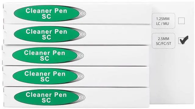Main image of Duogalia 5 Pack Fiber Cleaner Fiber Optic Connector Cleaning Pen for 2.5mm SC/ST/FC Connectors Over 800 Cleans