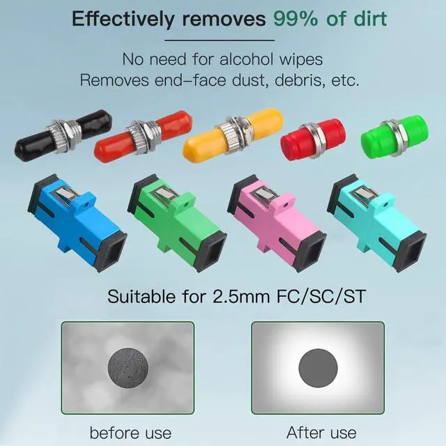 Alt view image 3 of 4 - Duogalia 5 Pack Fiber Cleaner Fiber Optic Connector Cleaning Pen for 2.5mm SC/ST/FC Connectors Over 800 Cleans