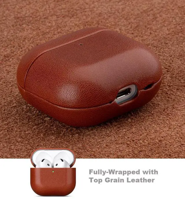 Alt view image 4 of 5 - Lopie Leather Case Compatible with AirPods 4 and AirPods 4 with Active Noise Cancellation (2024), Handmade Full Grain Leather Case for Gen 4 AirPods, Protective Hard Shell Cover for Men/Women - Black