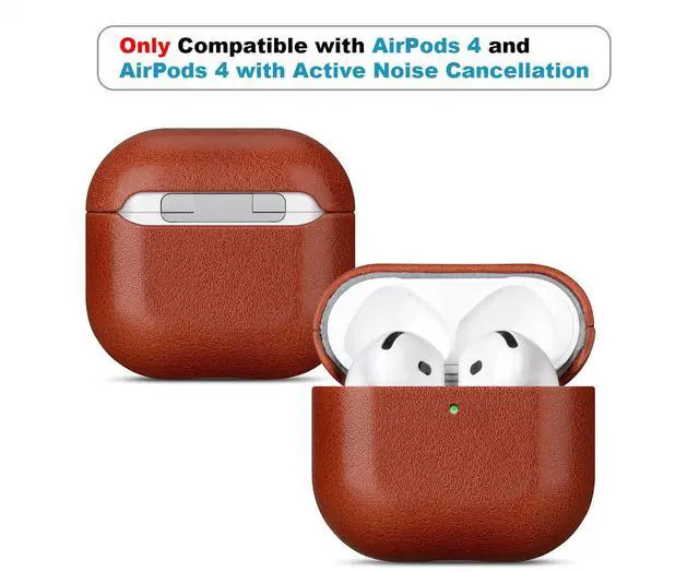 Alt view image 2 of 5 - Lopie Leather Case Compatible with AirPods 4 and AirPods 4 with Active Noise Cancellation (2024), Handmade Full Grain Leather Case for Gen 4 AirPods, Protective Hard Shell Cover for Men/Women - Black