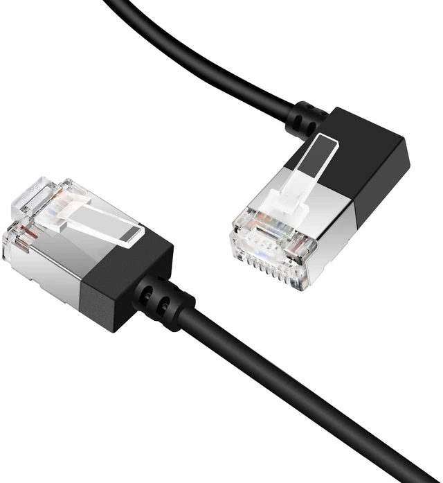 Alt view image 2 of 5 - Ultra Slim Gigabit Cat6 Ethernet Cable 90 Left Angled 30FT 2Pack, UTP