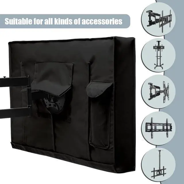 Alt view image 4 of 5 - Gicov Outdoor TV Cover Waterproof with Front Flap Transparent Film Visible Patio TV Cover Dustproof Television LED LCD Screen Protector with Remote Controller Pocket (60-65")