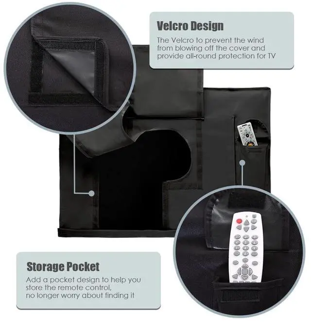 Alt view image 3 of 5 - Gicov Outdoor TV Cover Waterproof with Front Flap Transparent Film Visible Patio TV Cover Dustproof Television LED LCD Screen Protector with Remote Controller Pocket (60-65")