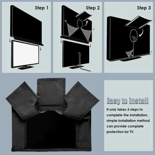 Alt view image 5 of 5 - Gicov Outdoor TV Cover Waterproof with Front Flap Transparent Film Visible Patio TV Cover Dustproof Television LED LCD Screen Protector with Remote Controller Pocket (60-65")