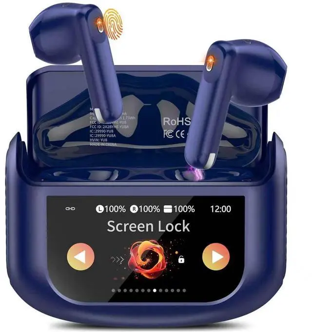 Main image of Wireless Earbuds, Bluetooth 5.4 Headphones with Multifunctional Touch Screen, 48H Bass Stereo Ear Buds with ANC/ENC Noise Cancelling/Transparency Mode, IPX7 Earphones with 5 EQ Modes, Sky Blue