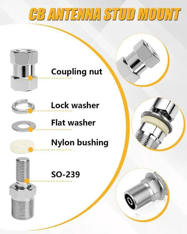 Alt view image 4 of 5 - NORTHYUN Rear Tailgate Antenna Mount with SO-239 CB Stud, No-Drill Direct Fit for 20152023 Ford F150 Driver Side