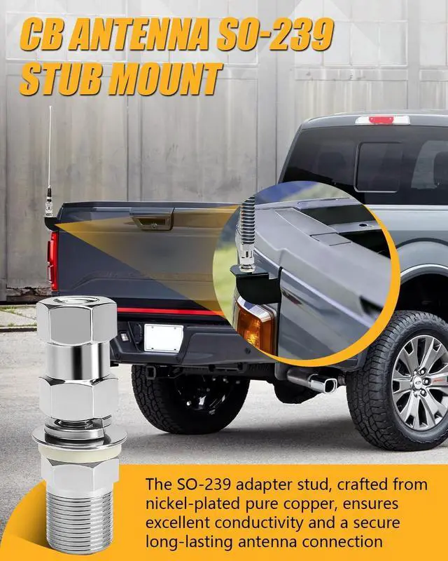 Alt view image 5 of 5 - NORTHYUN Rear Tailgate Antenna Mount with SO-239 CB Stud, No-Drill Direct Fit for 20152023 Ford F150 Driver Side