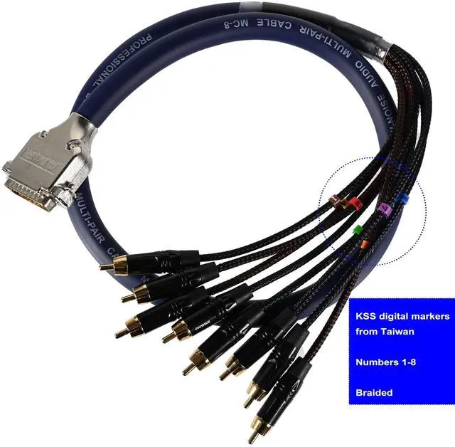 Alt view image 3 of 5 - DEANFINN 3.28ft/1m DB25 Male to 8 Channel RCA Snake Cable, Professional Low Noise Stereo Audio Adapter Extension Cable, Gold Plated Pin