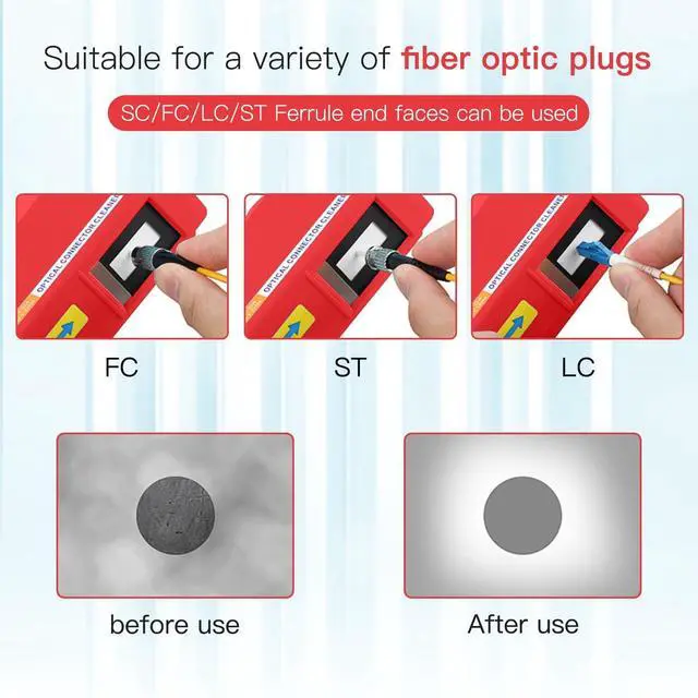 Alt view image 4 of 5 - Duogalia 3PC Fiber Cleaner Box - FTTH Fiber Optic Cleaning Box for FC & SC & LC End Faces & Optical Connectors -More Than 500 Times Anti Static Clean Swab, Red