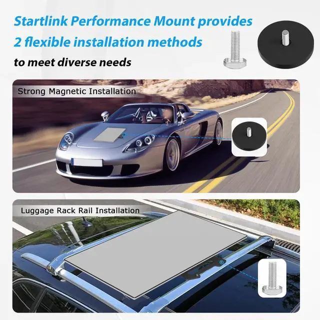 Alt view image 3 of 5 - Starlink Performance Gen 3 Mount, Ybervont Starlink Performance Flat Magnetic Mount Kit with Stainless Steel Adapter, Fits RV, Boat, Metal or Roof Rails for Extreme Climates
