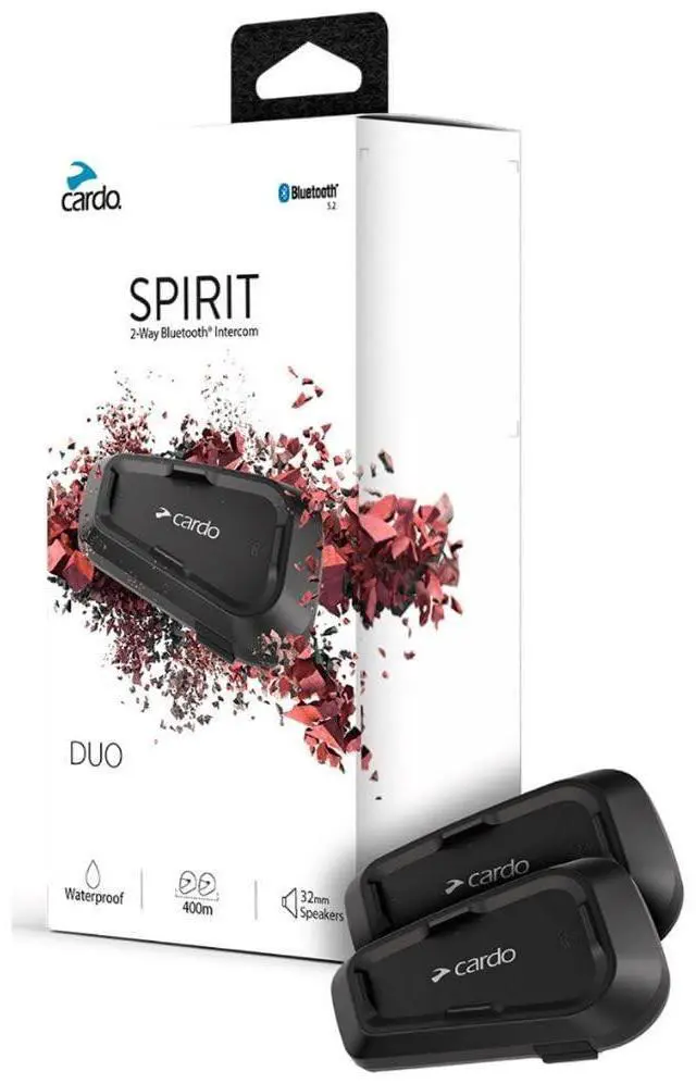Main image of Cardo Systems Spirit Motorcycle Bluetooth Communication Headset - Black, Dual Pack