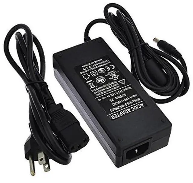 Main image of LEDwholesalers 24V 4A 96W AC/DC Power Adapter with 5.5x2.5mm DC Plug and 2.1mm Adapter, Black, UL-Listed, 3221-24VR2
