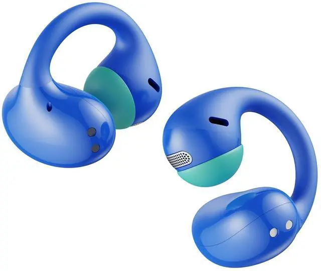Main image of FOYCOY Kids Open Ear Earbuds - Clip-On Earbuds - 85 dB Volume Limit - Bluetooth 6.0, Built-in Mic, 40H Playtime, Silicone Pads, IPX5, Small Ears and Glasses Friendly, Ages 6-14, Cloud Blue
