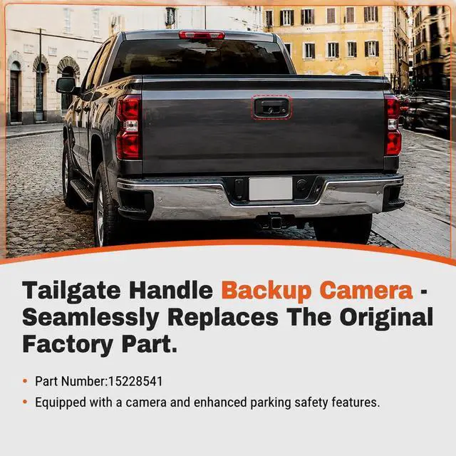Alt view image 4 of 5 - Tailgate Handle Backup Camera Replacement for 1999-2006 Chevy Silverado GMC Sierra 1500/2500/3500 HD - Waterproof Rear View Camera, Replaces OEM #15228541