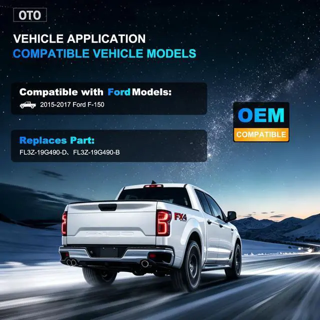 Alt view image 2 of 5 - OTO-K Parking Assist Rear Backup Camera FL3Z-19G490-D Compatible with 2015 2016 2017 F-150 Replaces# FL3Z19G490D FL3Z-19G490-B FL3Z19G490B FO1960101