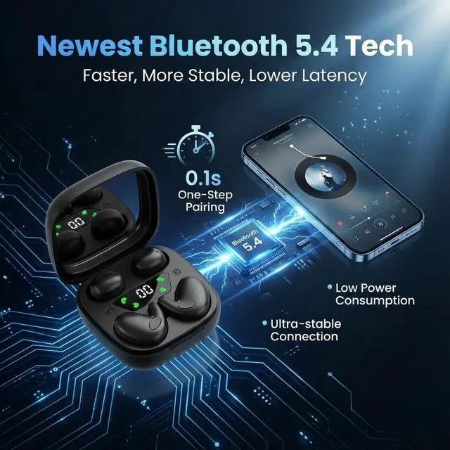 Alt view image 4 of 5 - Sleep Earbuds, Dual Bluetooth 5.4 Wireless Ear buds, 48H Sleeping Earbuds for Side Sleepers, Hi-Fi Stereo Noise Cancelling Bluetooth headphones, Crystal-Clear Calls, IP7 Waterproof Earphones, B
