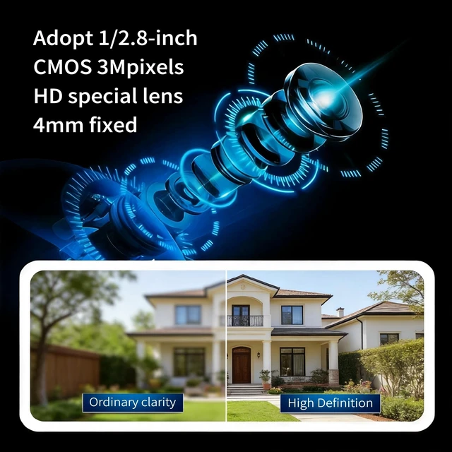 Alt view image 5 of 5 - DIBOKAYSHI Outdoor Security Camera, 2K, 3MP, HD 2.4G WiFi Home Webcam with Infrared and Color Night Vision, Two-Way Audio, IP66 Waterproof, Compatible with the Tuya/Smart Life APP