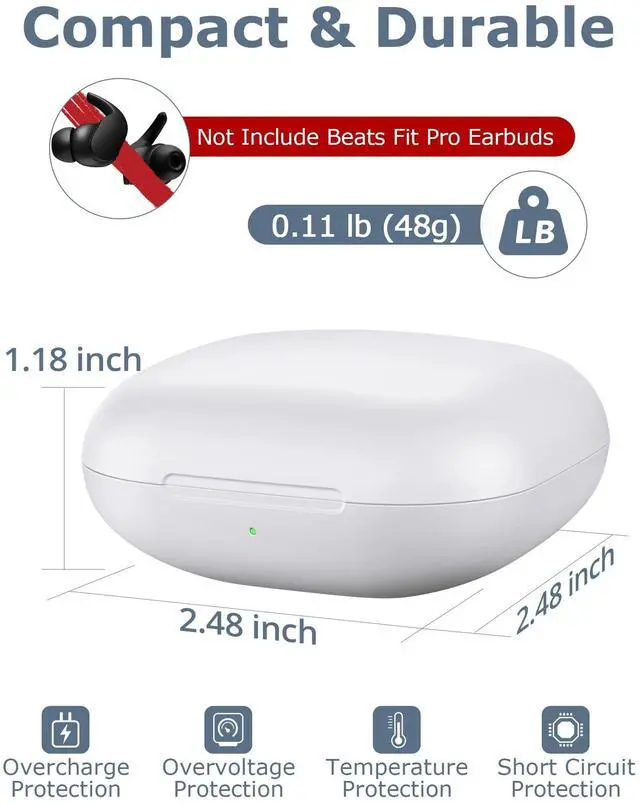 Alt view image 2 of 5 - XCZNAGS Charging Case Replacement Compatible with Beats Fit Pro - 700mAh Battery Wireless Earbuds Charger Case with Bluetooth Pairing