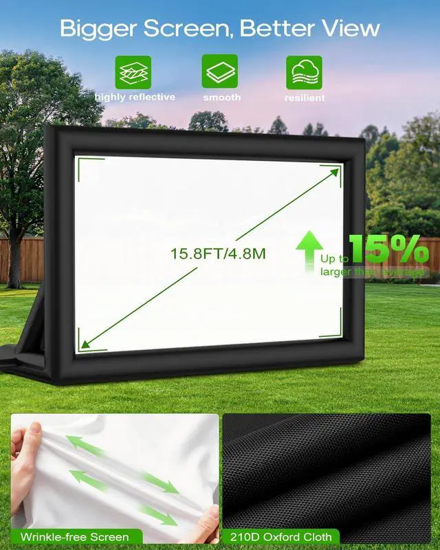 Alt view image 4 of 5 - OWFUVO 3-in-1 20FT Inflatable Projector Screen - Outdoor Movie Screen, Dart Board and Football Target with 250W Blower, Front/Rear Screen for Celebration & Outside Movie Night