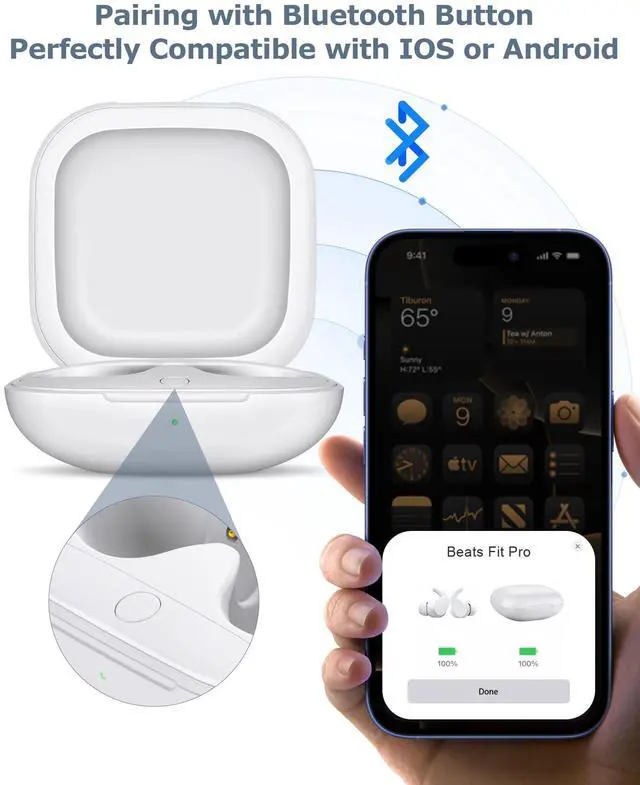 Alt view image 3 of 5 - XCZNAGS Charging Case Replacement Compatible with Beats Fit Pro - 700mAh Battery Wireless Earbuds Charger Case with Bluetooth Pairing