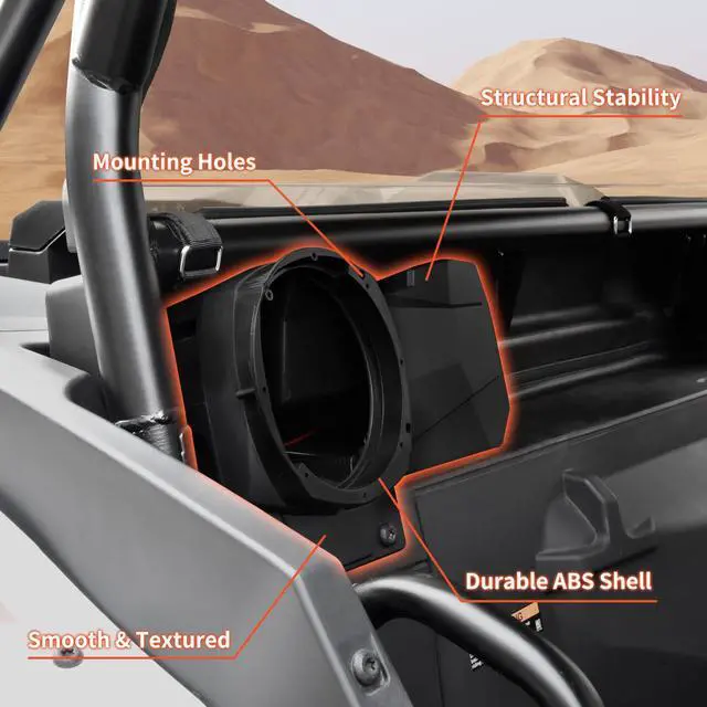 Alt view image 4 of 5 - UTVSXPERT Rear Sport Speaker Enclosures Pods for Polaris RZR XP 1000/XP 4 1000 2024+ Accessories, Rear Seat Speaker Pod Mounts Holders Brackets Support 6.5" Speakers (2PCS)