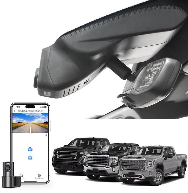Main image of mangoal 4K Front & 2K Rear 2 Channel HDR Dash Cam, Dual STARVIS 2 IMX678 IMX675 for GMC Sierra 1500 2022-2026 2500 HD/3500 HD 2024-2026(Model C), 5GHz WiFi, GPS, 128GB Card