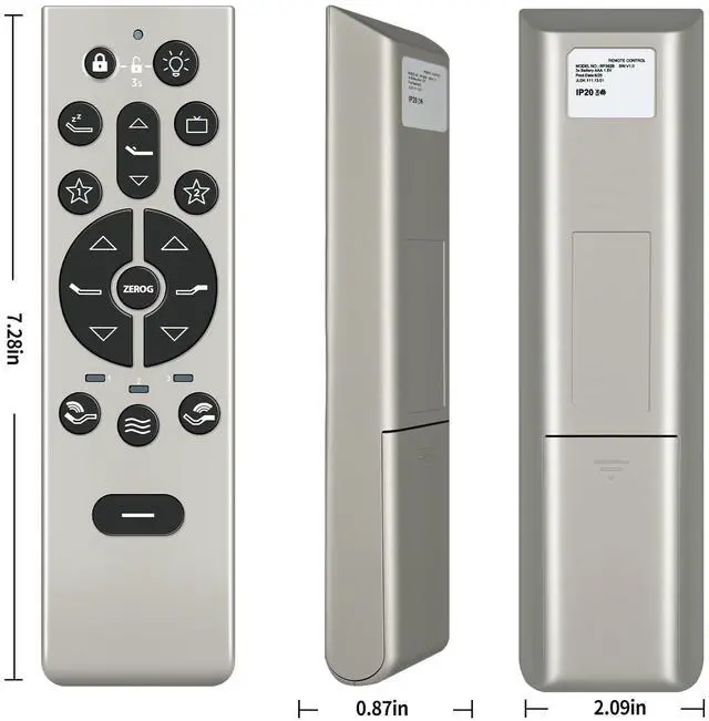 Alt view image 4 of 4 - WKOLF RF396C Adjustable Bed Remote for Tempur-Pedic Tempur Ergo Smart Adjustable Base JLDK.111.17.01