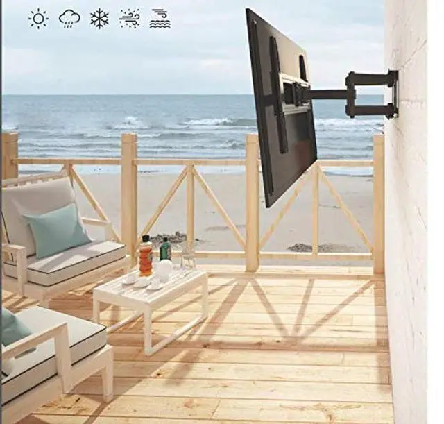 Alt view image 2 of 5 - Mount Plus MP-LPA36-466W Outdoor Dual Arm Full Motion Weatherproof Wall Mount for Most 37~80 TVs Perfect Solution for Outdoor TV (Max VESA 600x400)