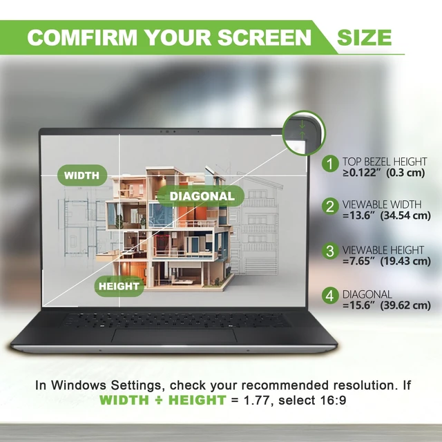 Alt view image 2 of 5 - Dabernur Magnetic Laptop Privacy Screen 15.6 inch for 16:9 Computer Monitor, Removable Anti-Glare Screen Privacy Shield, Screen Filter and Protector for Laptop, Fits (FHD 1920 1080)