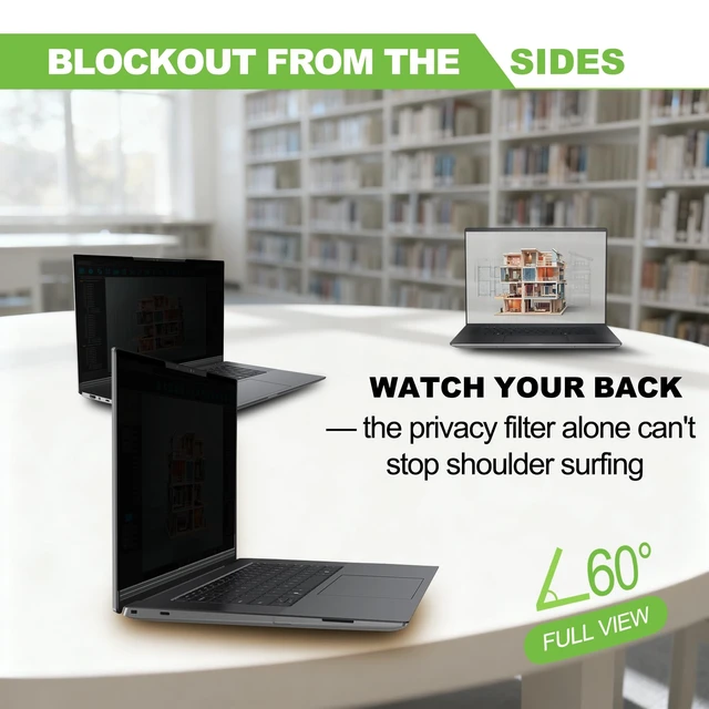 Alt view image 3 of 5 - Dabernur Magnetic Laptop Privacy Screen 15.6 inch for 16:9 Computer Monitor, Removable Anti-Glare Screen Privacy Shield, Screen Filter and Protector for Laptop, Fits (FHD 1920 1080)