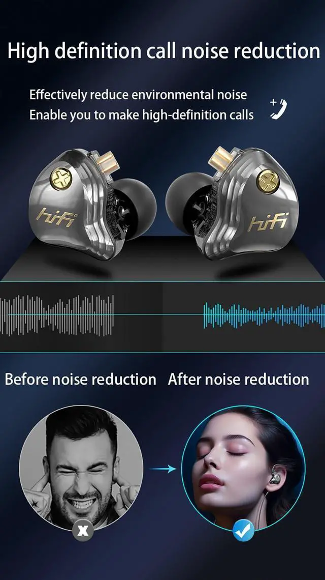 Alt view image 5 of 5 - AITIDE in Ear Monitor, HiFi Wired Earbuds, Gaming Earbuds, Hybrid IEM Earphones with Detachable 4N OFC Cable, Type C Wired Gaming Earbuds, Clear Sound & Deep Bass (with Mic) (Black, Type-C)