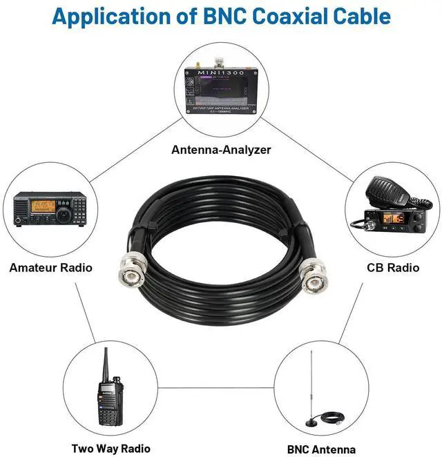 Alt view image 5 of 5 - MOOKEERF 150ft 50 Ohm RG58 Coaxial Cable with BNC Connectors