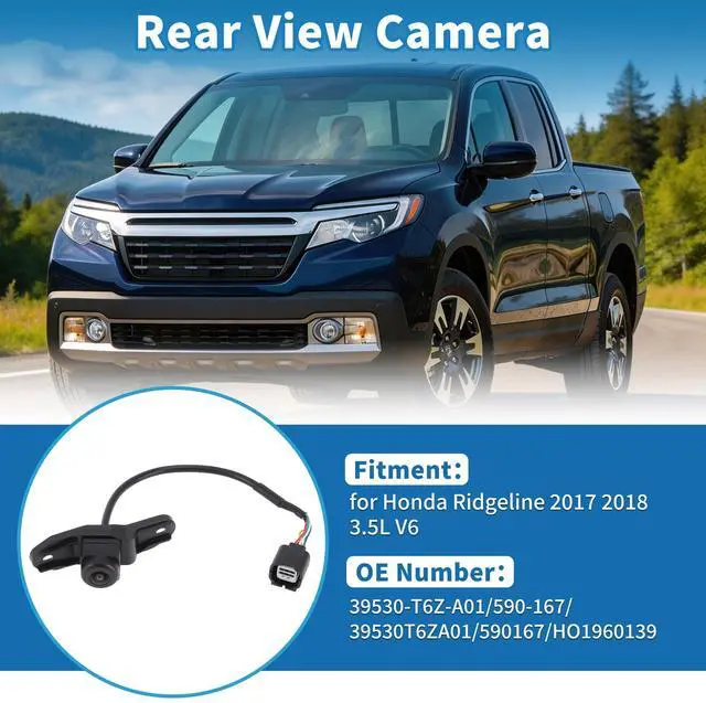 Alt view image 2 of 5 - A ABSOPRO Rear View Camera for Honda Ridgeline 2017 2018 3.5L V6 Park Assist Backup Reverse Camera Replace 39530-T6Z-A01/590-167/HO1960139