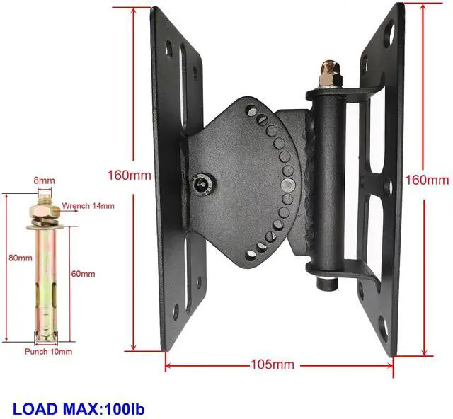 Alt view image 5 of 5 - Howonder Speaker Wall Mount,Speaker Mount Wall Bracket Design for Large Speakers or Column Speakers,Hold up to 100lbs, MY-23 (2 Packs Black)