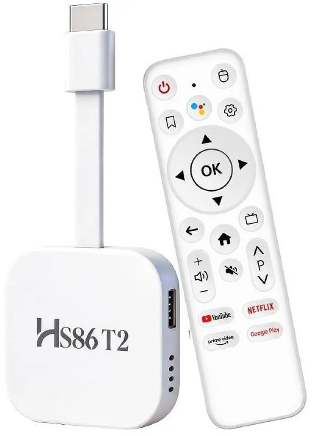 Main image of HS86 T2 Android TV 14.0 Stick, 2026 Android TV Stick 2GB RAM 16GB ROM, RK3518 CPU Supports 2.4G/5G 4K Wi-Fi6 BT 5.4