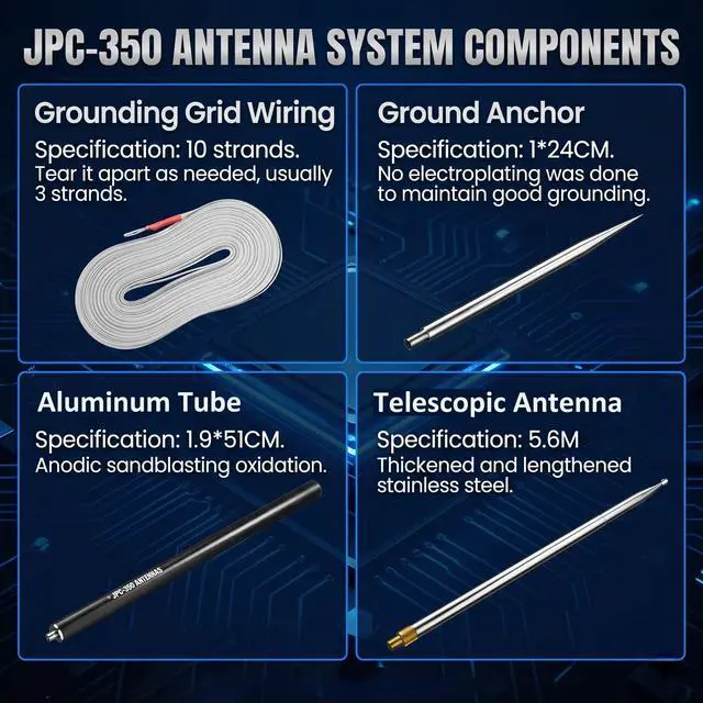 Alt view image 4 of 5 - JPC-350 Portable HF Antennas for Ham Radio, 80m-6m Multi-Band Amateur Ham Radio Antenna, High-Performance 100W SSB, Easy Setup for POTA/Field Day, Portable Hf Vertical Antenna for Outdoor 18.4Ft (M10)
