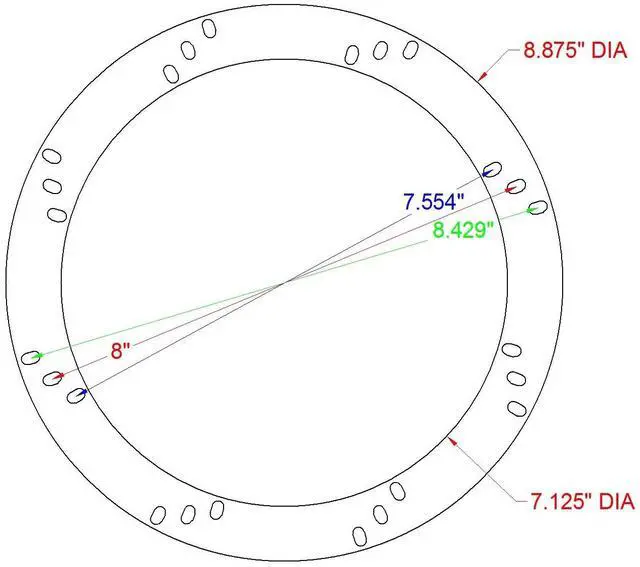 Alt view image 2 of 3 - 8" Subwoofer Speaker Spacers Depth Extender Extending Rings - 1/2" thick - ID: 7 1/8" OD: 8 7/8" - 1 Pair - SSK8K - Stackable - Perfect For Framing Fiberglass Enclosures