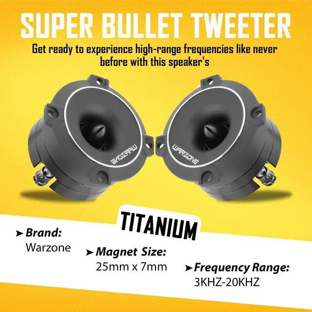 Alt view image 4 of 5 - Warzone WZ25TW 2.93-Inch Super Tweeter Speaker, 4 Ohm, 550W Max Power, 106dB Sensitivity, Titanium Diaphragm, CCAW Voice Coil for Pro Car Audio