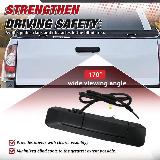 Alt view image 3 of 5 - Rear Tailgate Handle w/Backup Camera & RCA Connector for Toyota Tacoma 2005-2015 69090-04020