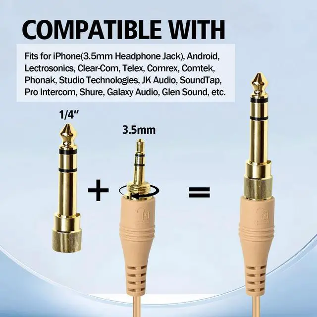 Alt view image 2 of 4 - 3.5mm IFB Monitoring System,Professional in-Ear Anchor Broadcaster EarSet for On-Camera Stage Use Compatible with iPhone Android Telex Clear-Com Comrex Lecstonics (Skin Color)